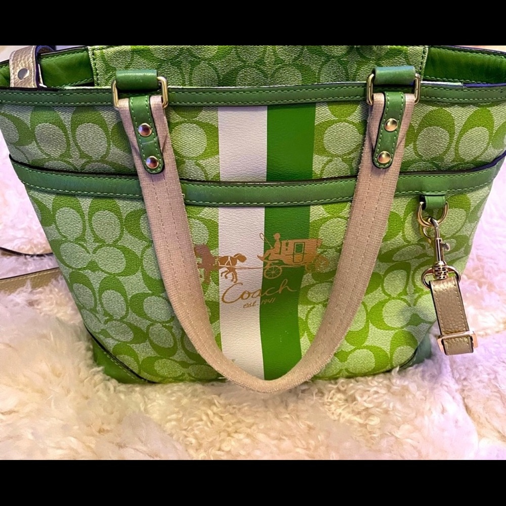Green coach bag